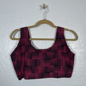 MeUndies Women Plus Size 3X Black Red Stripe Scoop Bralette Loungewear Wicking